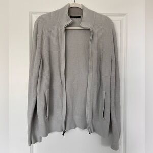 Banana Republic Men's Light Gray Zip-Up Sweater
